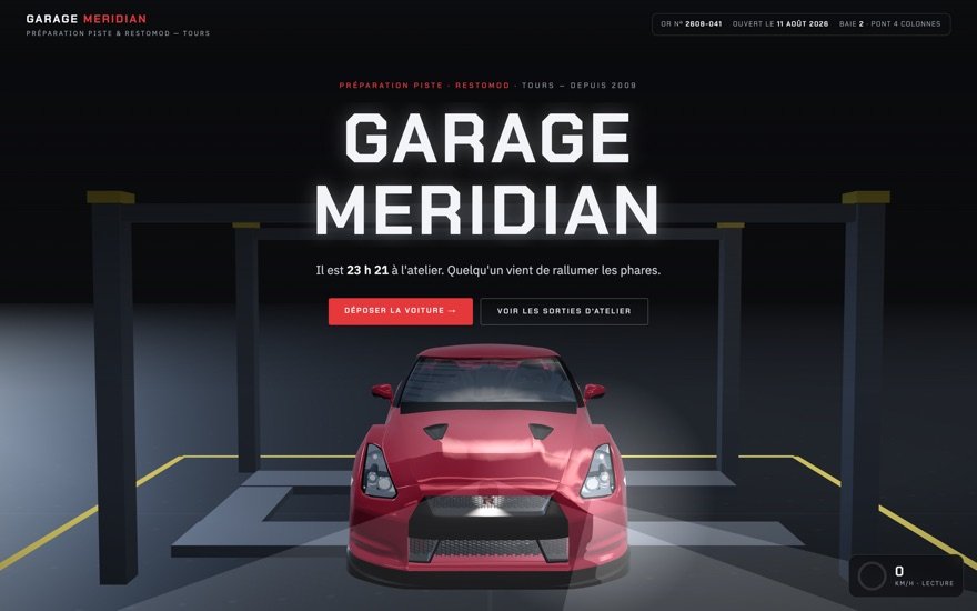 Page d’accueil du site Garage Meridian