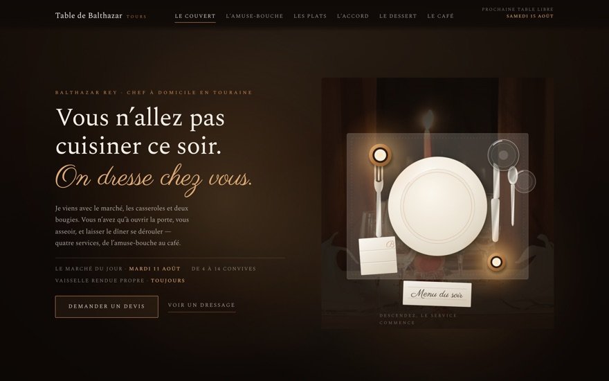 Page d’accueil du site Table de Balthazar