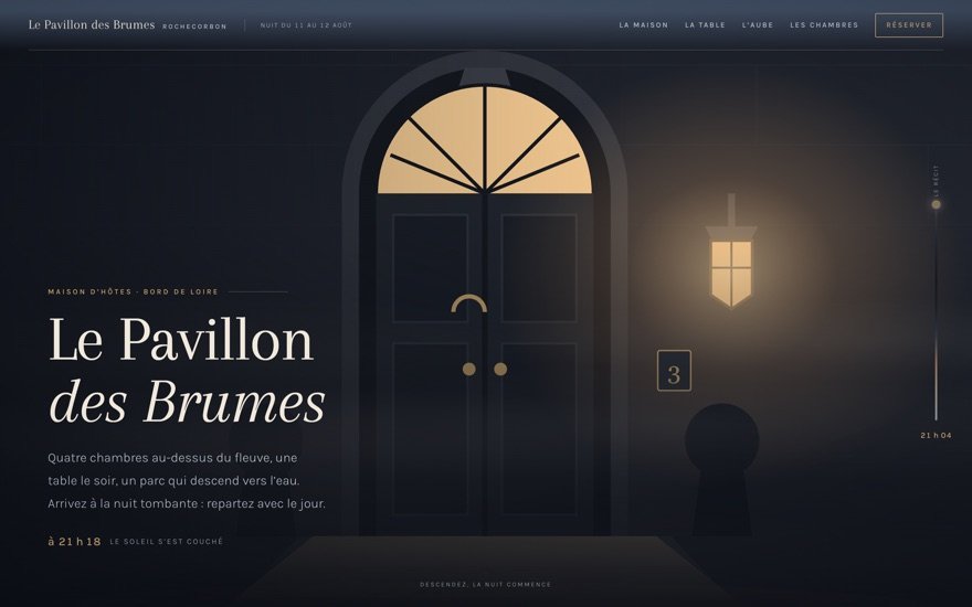 Page d’accueil du site Le Pavillon des Brumes
